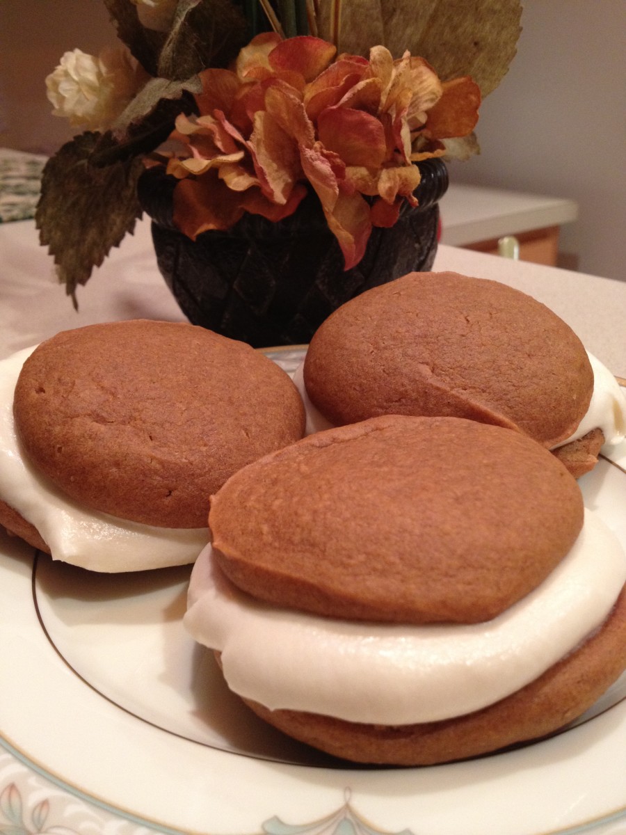 These pumpkin whoopie pies are just the thing for a fall afternoon. They go great with a cup of coffee!  