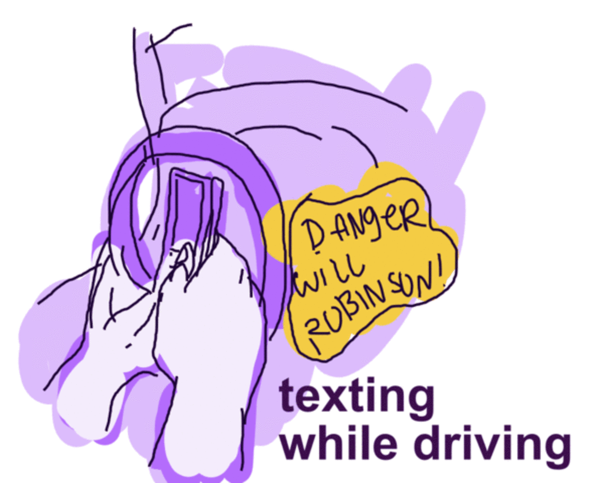 Danger for all! Don't text or otherwise get distracted while driving. It's against the law.