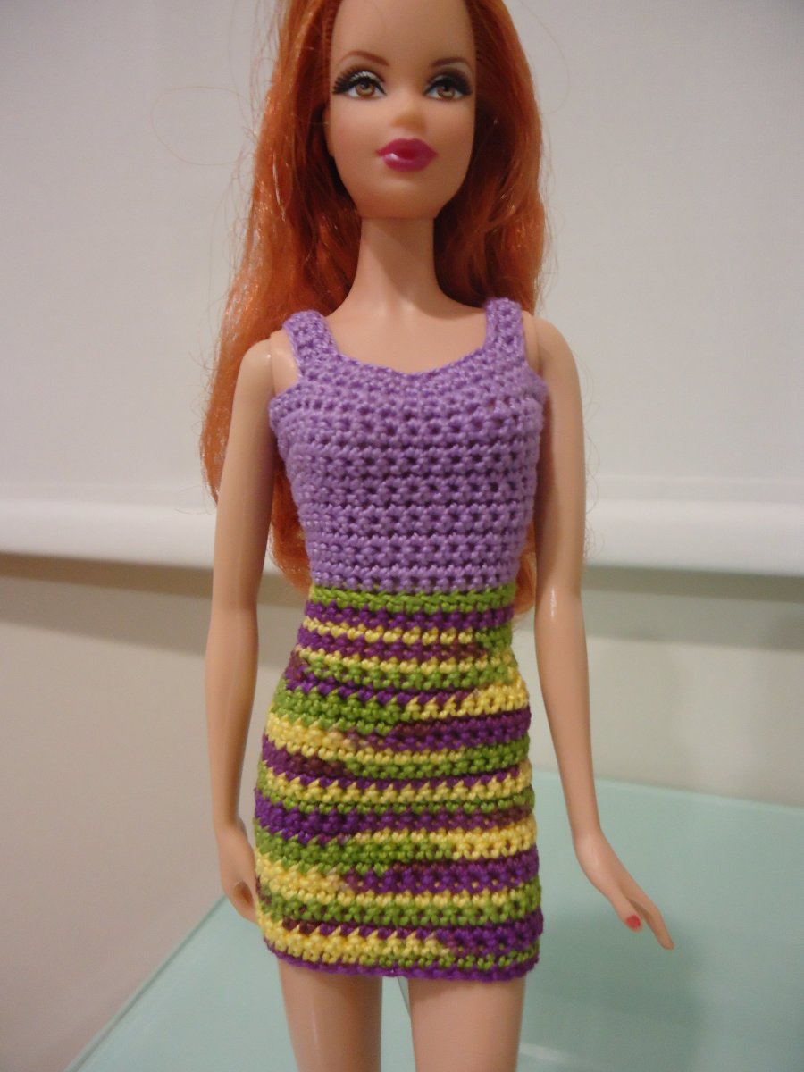 Barbie Simple Sheath Dress Free Crochet Pattern FeltMagnet