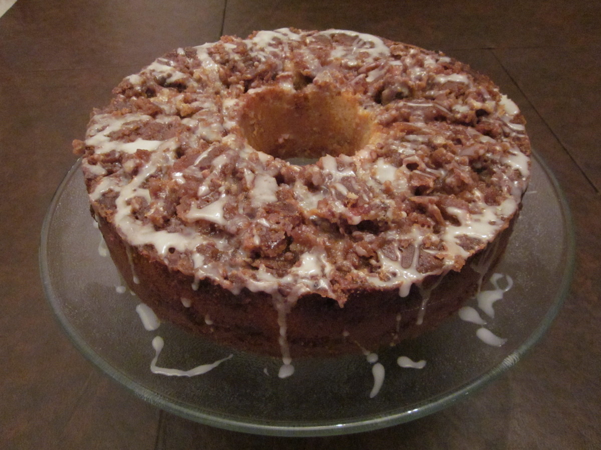 Pecan spice coffee cake with an optional glaze on top