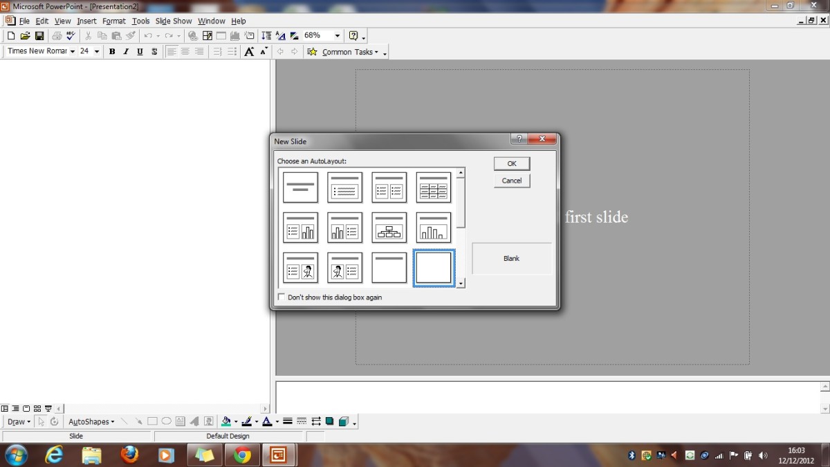 Open Powerpoint and Select Blank Presentation
