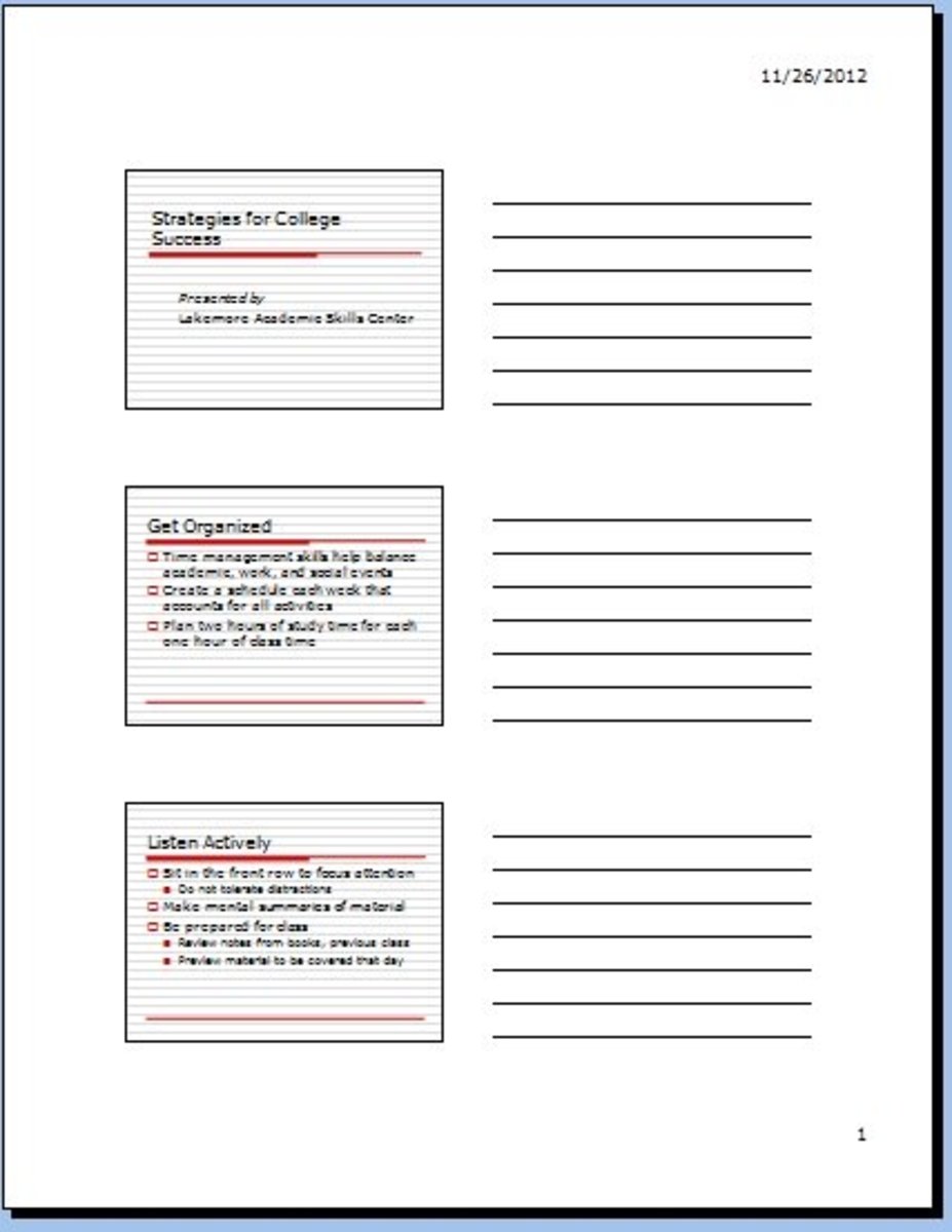 set your presentation to print 4 handouts