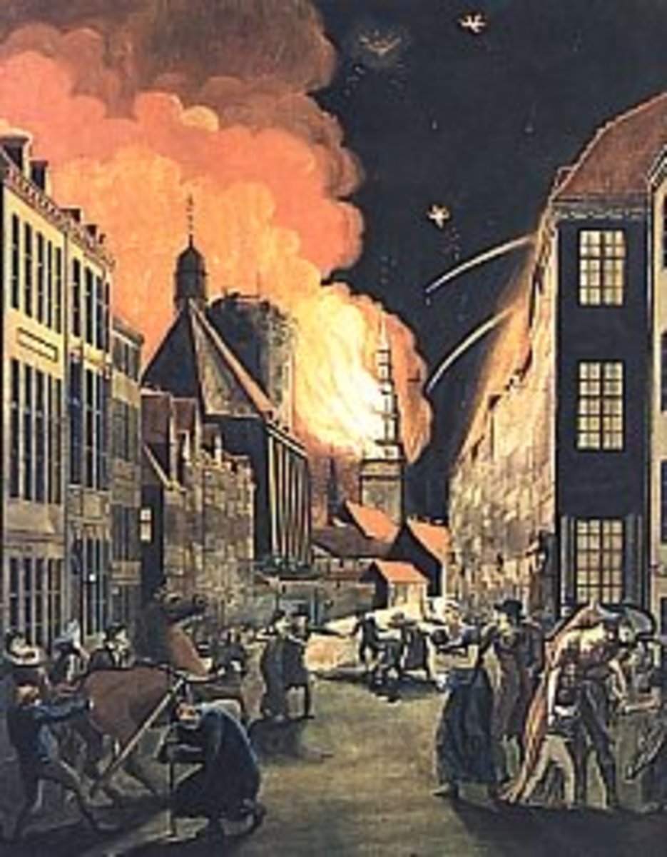 Copenhagen on fire as a result of British bombardment in 1807. Painting by CW Eckersberg. 