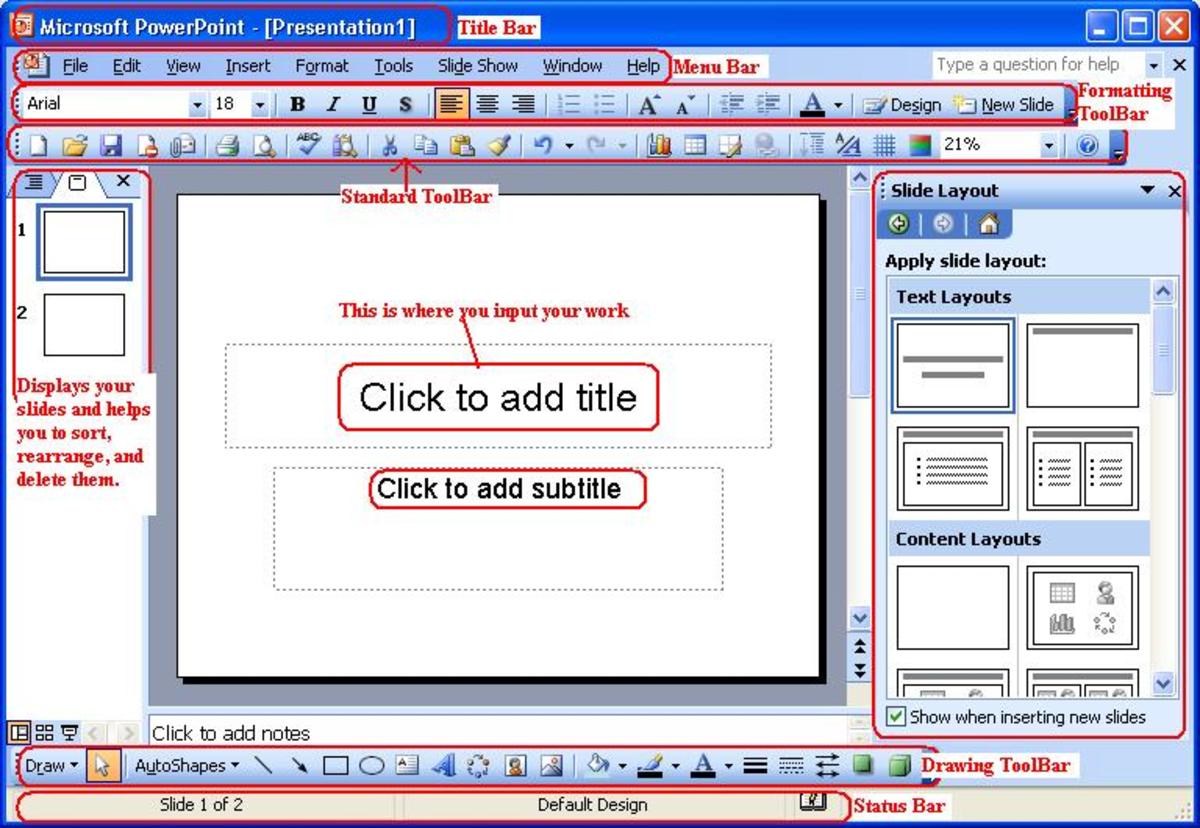 Parts of PowerPoint window