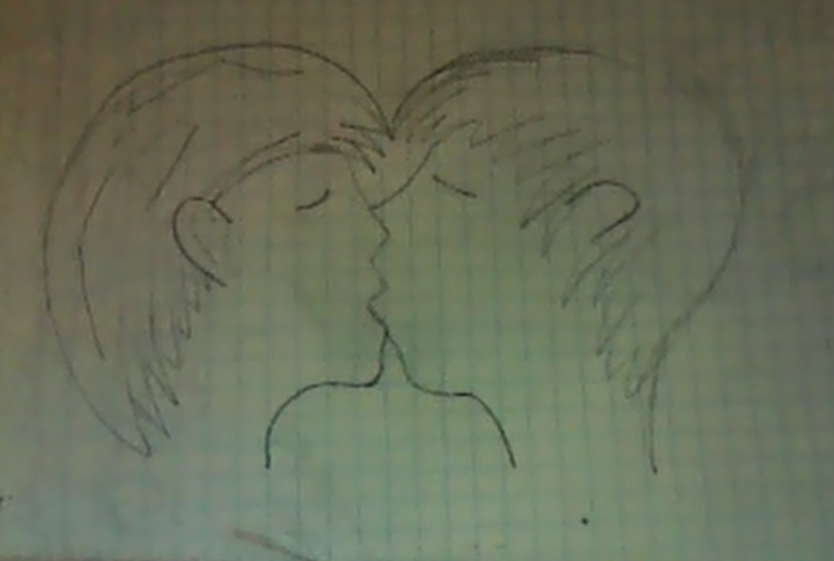 Boy and girl kissing.