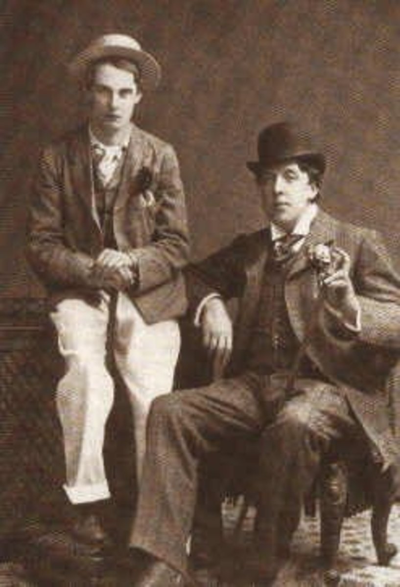 Lord Alfred Douglas, left, with his lover Oscar Wilde