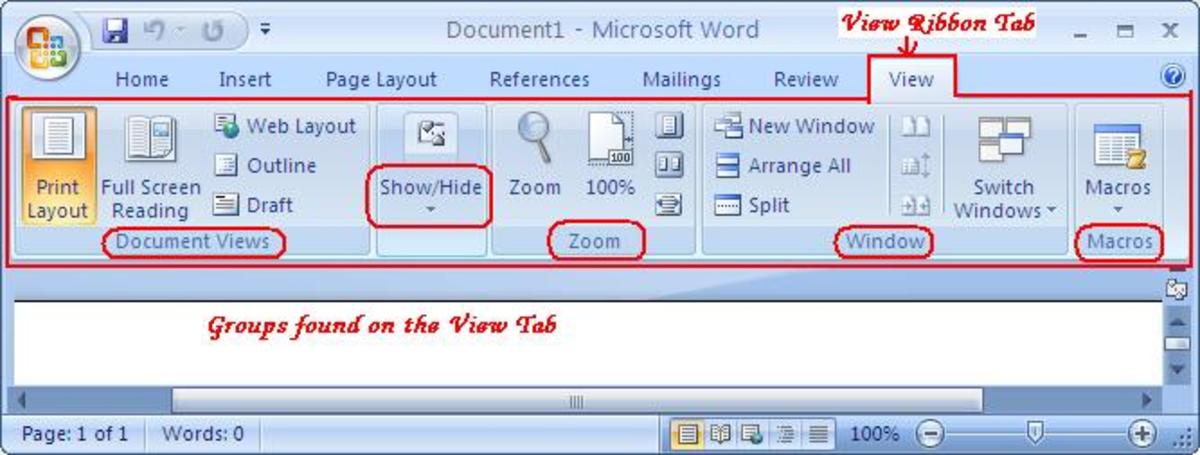 Using the View Tab of Microsoft Office Word 2007