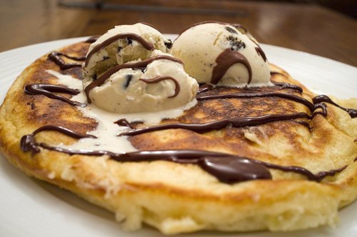 Try some cookies and cream ice cream and chocolate on your pancakes!