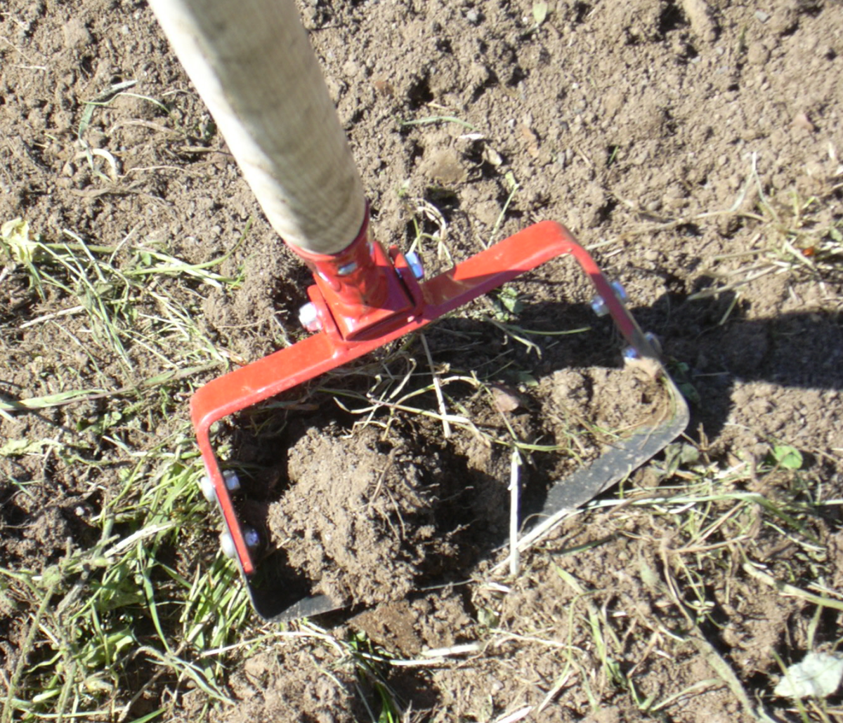 I used manual tools like this loop weeder to remove the grassy sod and create a nice garden plot for vegetables.