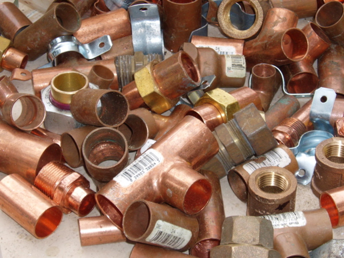 Copper pipe fittings.
