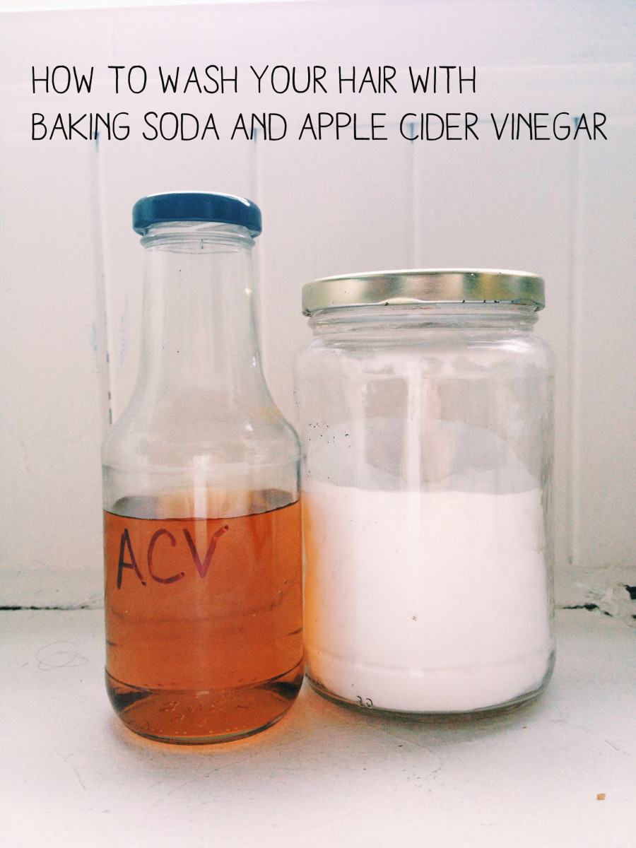 Natural hair care with apple cider vinegar, baking soda, and water