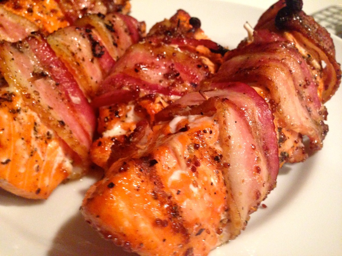 Grilled Salmon Wrapped in Bacon
