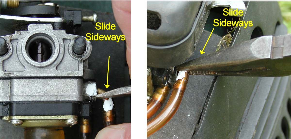 Don't stretch the fuel lines by pulling them. Instead, try pulling them gently while pushing with a flat bladed screwdriver or needle nose pliers against the edge of the lines.