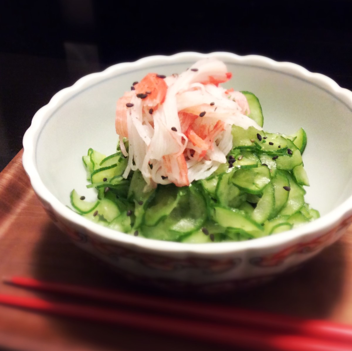 Sunomono is a traditional Japanese salad that is usually served, with other dishes, alongside rice.
