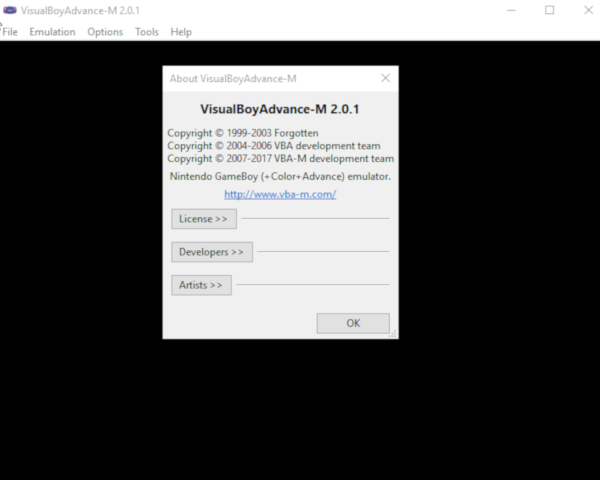 The VisualBoyAdvance-M Emulator.