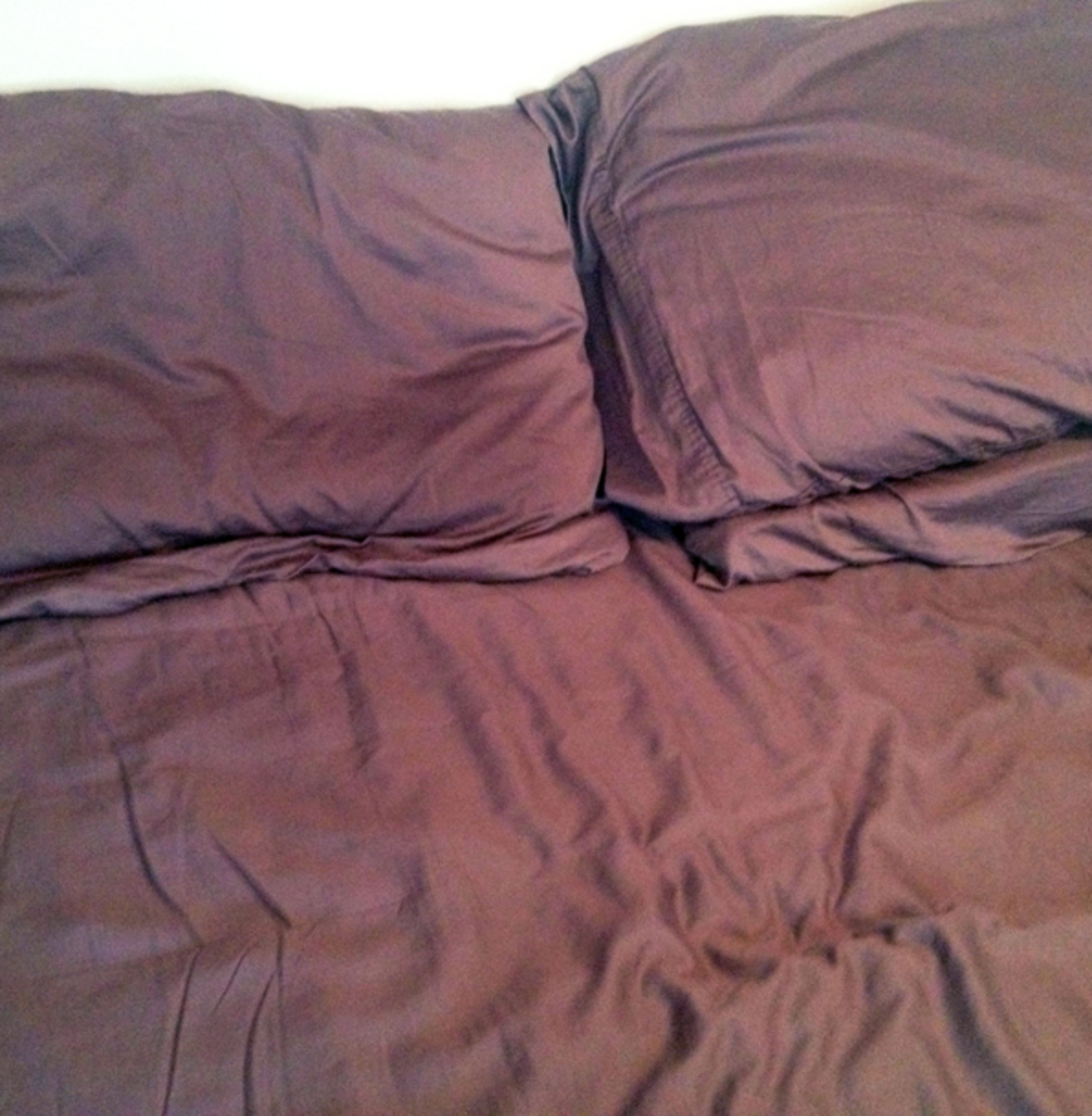 My sheets showing off their lovely, oily stains.