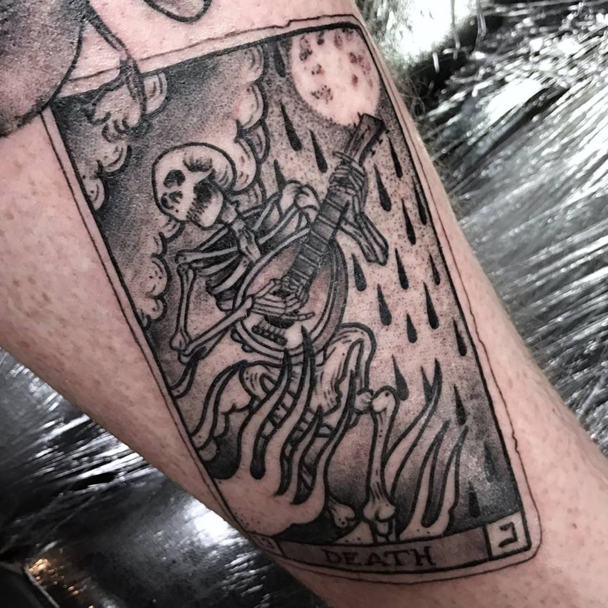 'Come join the murder’ Death tarot tattoo by Hash at Northsidetattooz.