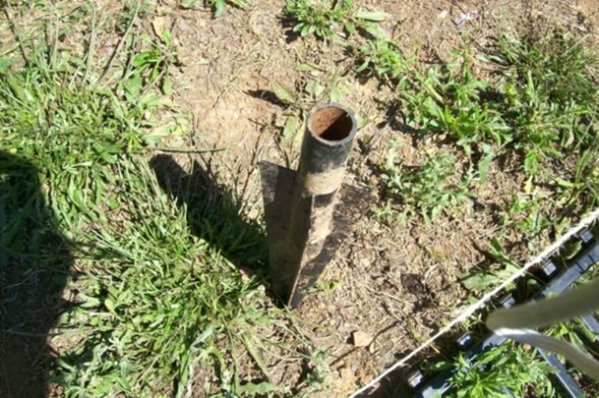Tap the aligned stake into the ground.