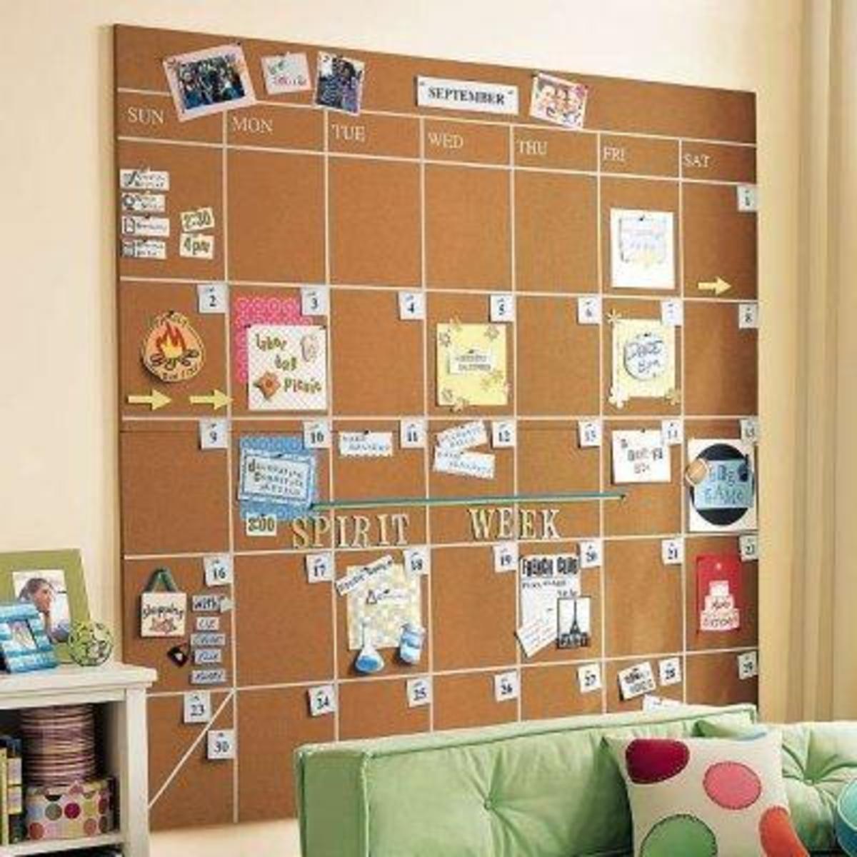 This is a fun cork board idea for the wall!