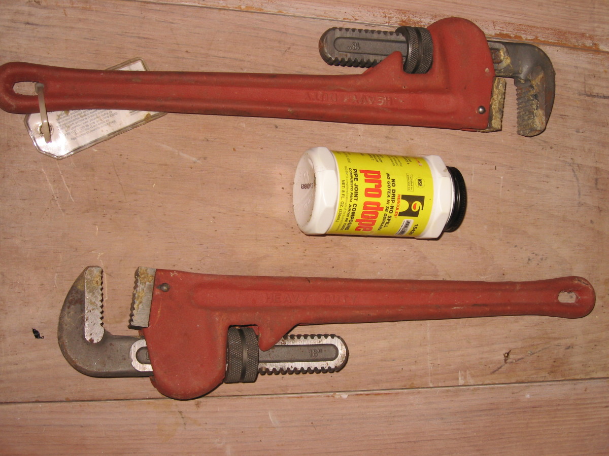 Pipe wrenches and plumbers puddy, often referred to as pipe dope are a few necessary tools that you must have before tackling any plumbing project, especially one that requires connecting sections of threaded pipe together.