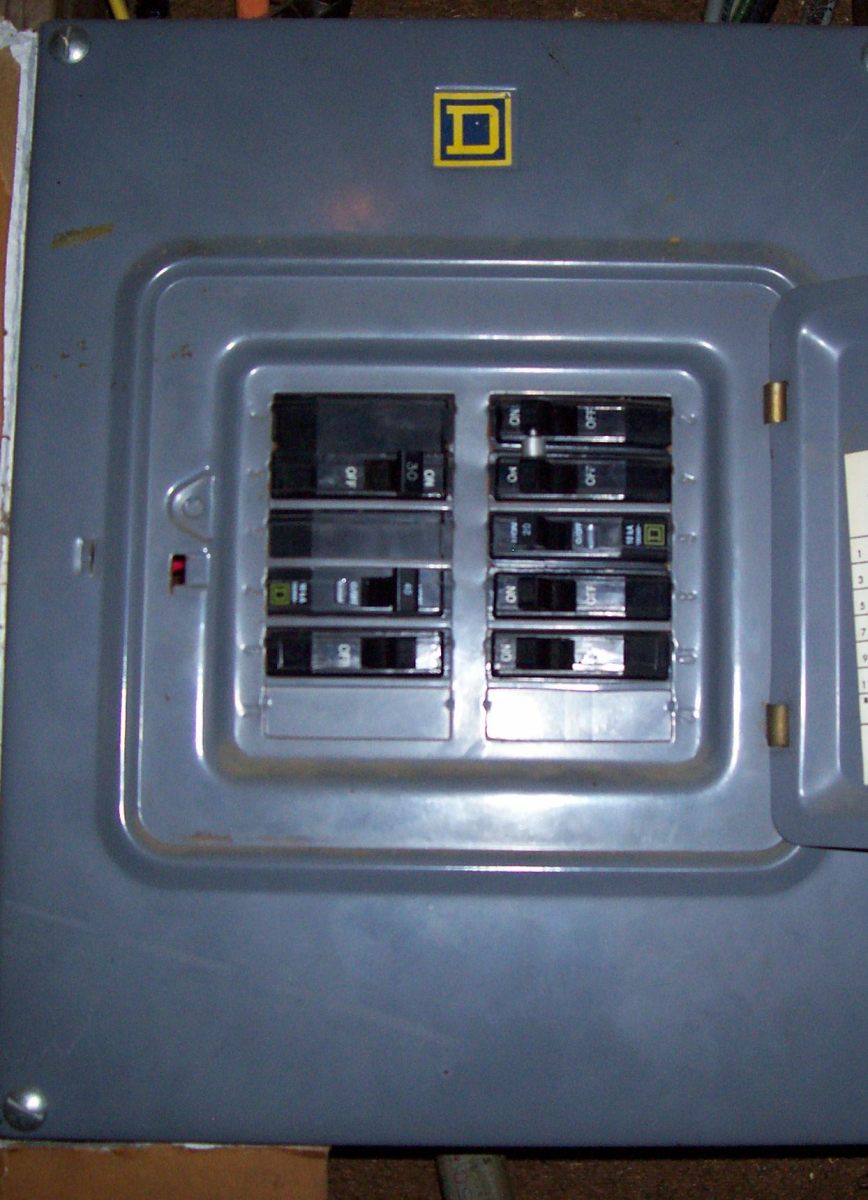 A typical breaker panel, where you may also be able to turn off the power to your furnace. 