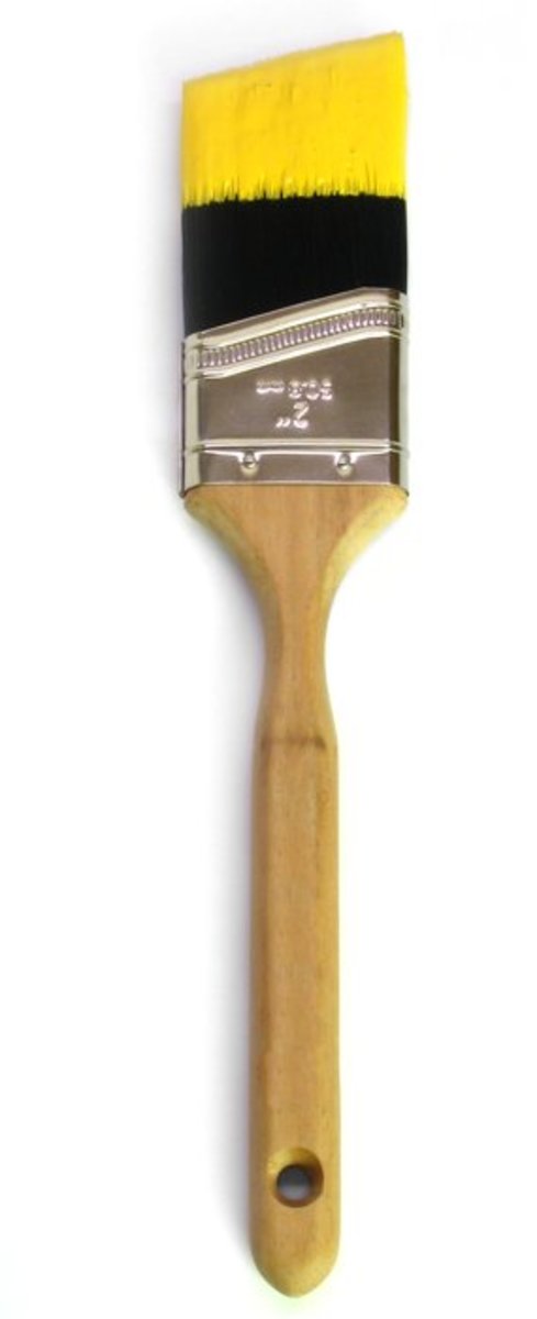 An angled-bristle paint brush.