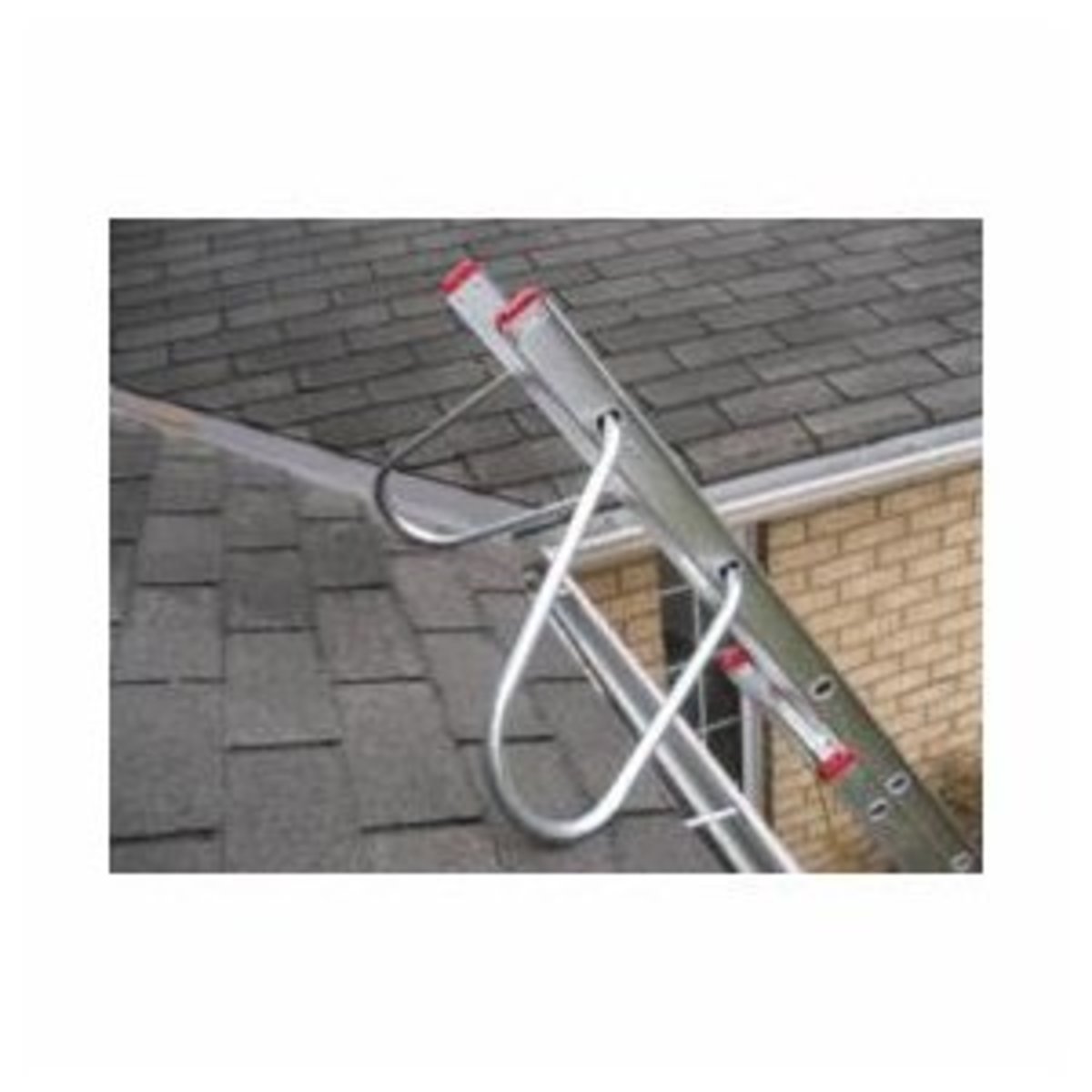 Ladder "arms," or stabilizers should safely clear the gutter.