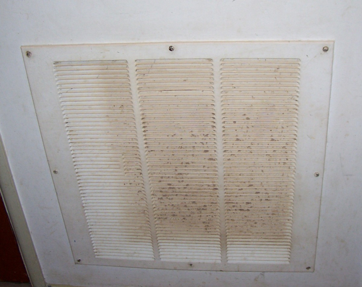 Return air registers are usually mounted to the wall.  They gather more dust and dirt than supply registers.