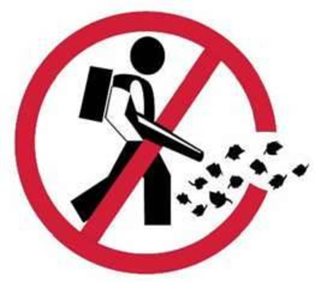 Sign showing that leaf blowers are banned in an area.