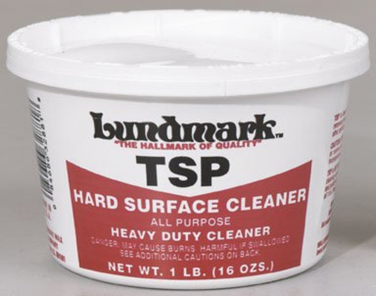 A diluted TSP solution is particularly effective at cleaning walls, blinds, and baseboards.