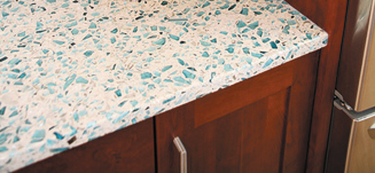 Give your countertops the look of terrazzo with recycled glass!