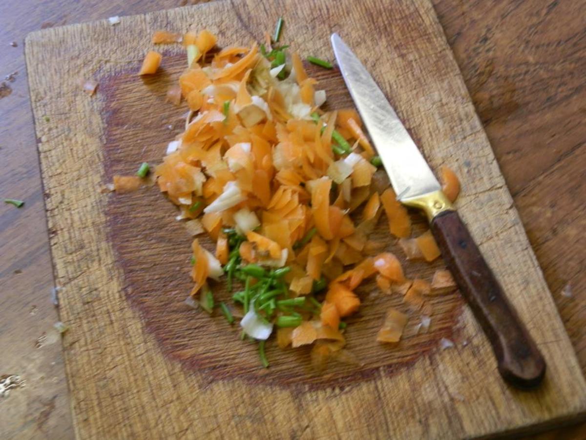 Chopped up vegetable peelings.