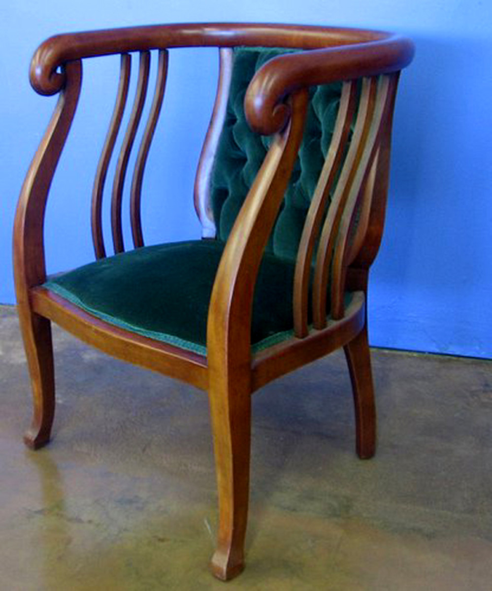 Art Deco chair upholstered in velvet.