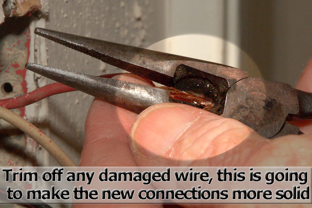 Snip off any frayed or damaged wire ends to expose clean new wire sections.