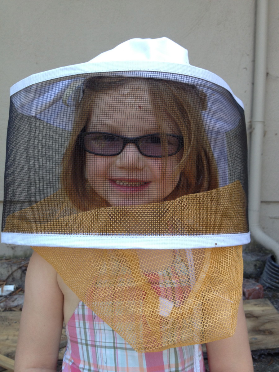 My beekeeping buddy.  She does not go into the hive with me but loves to observe the bees.  :)