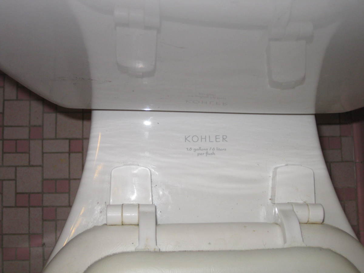 Another common area for the name and type of toilet is between the seat and the tank. This often fades due to age and cleaning.