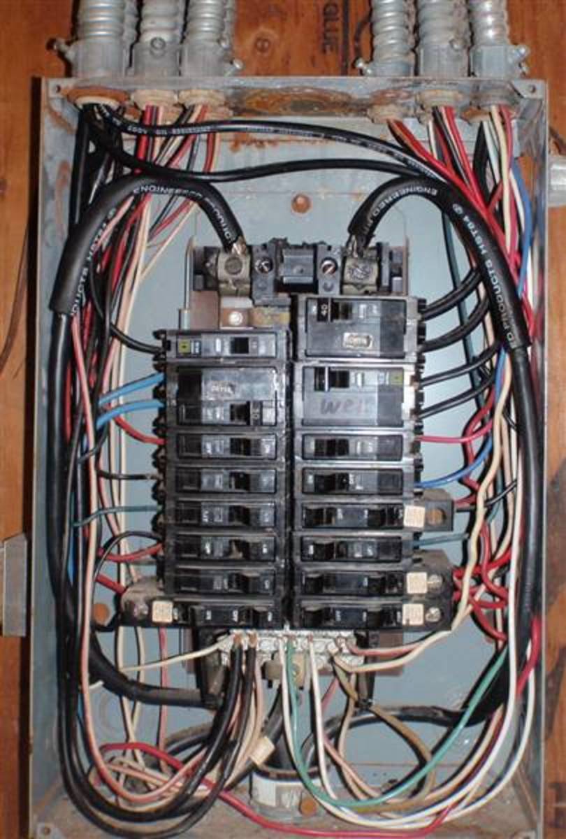 A modern, if messy, electrical panel