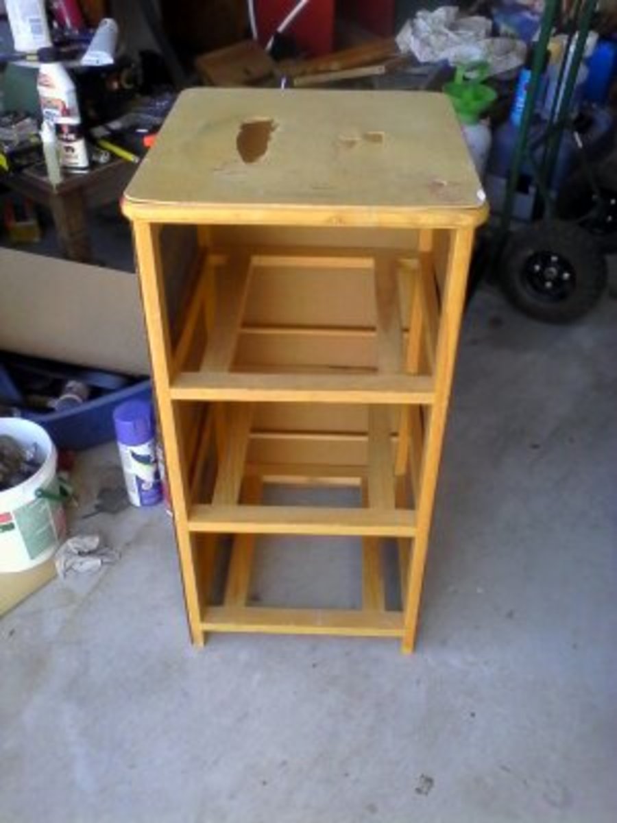I started with this: a discarded chest of drawers (minus the drawers)