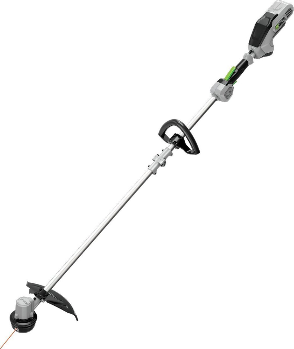 The EGO Power+ 15-Inch 56-Volt Lithium-Ion Cordless String Trimmer provides all the convenience of a gas trimmer, but without the noise and the mess. The newly designed battery is powerful and efficient enough to get most major yeard jobs done.