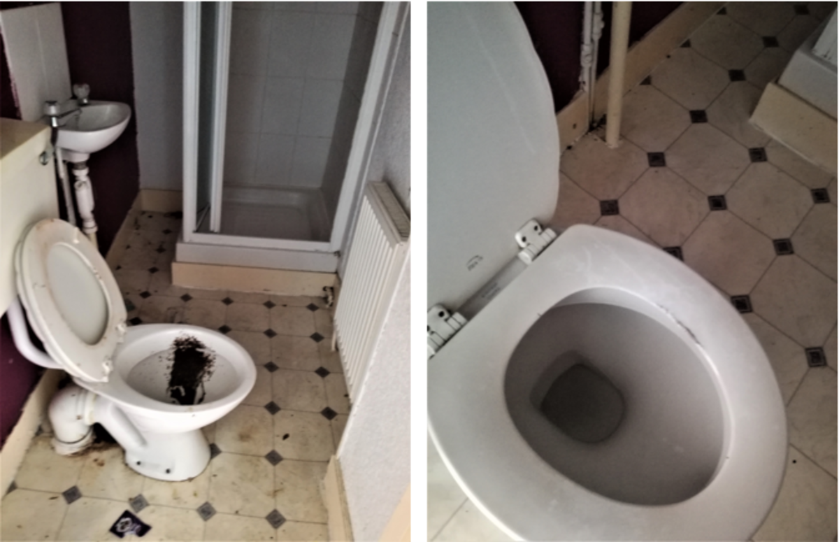 This toilet took a lot of bleach and scraping to bring it back to a usable condition.