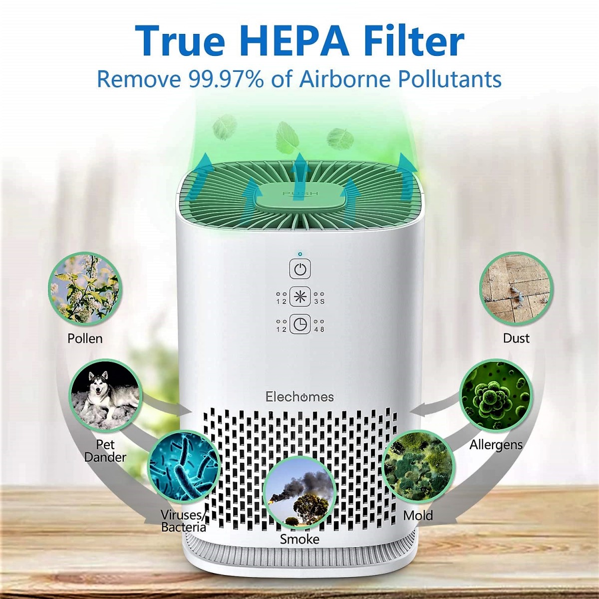 The HEPA filter in this system will remove many types of pollutants.