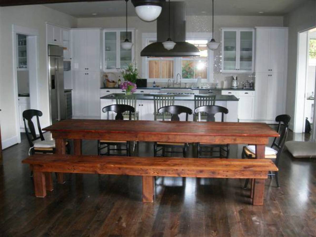 Dining rooms aren't used much any more. A large family table is perfect for the open concept kitchen.