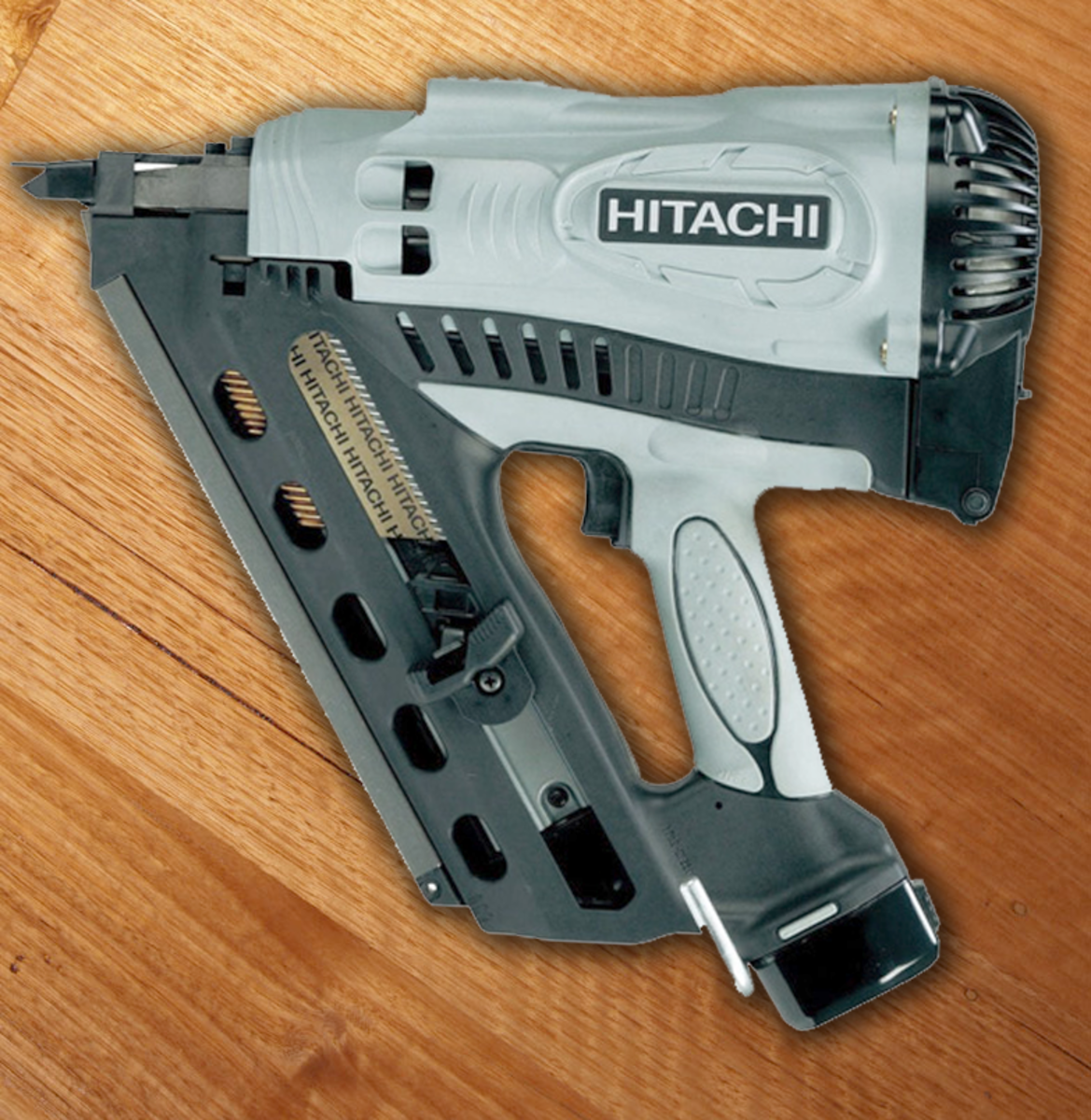 Hitachi gas-powered framing nailer.