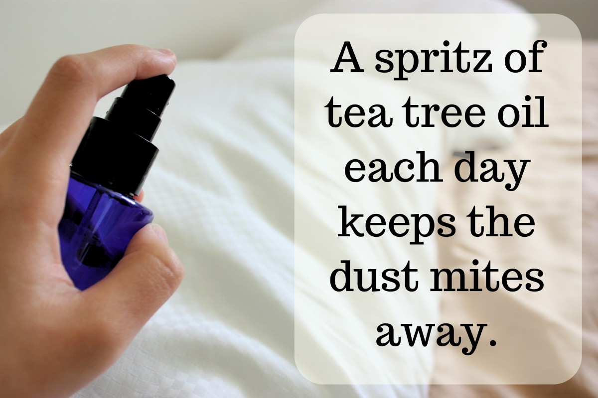 Tea tree oil and eucalyptus oil kills and repels dust mites. 