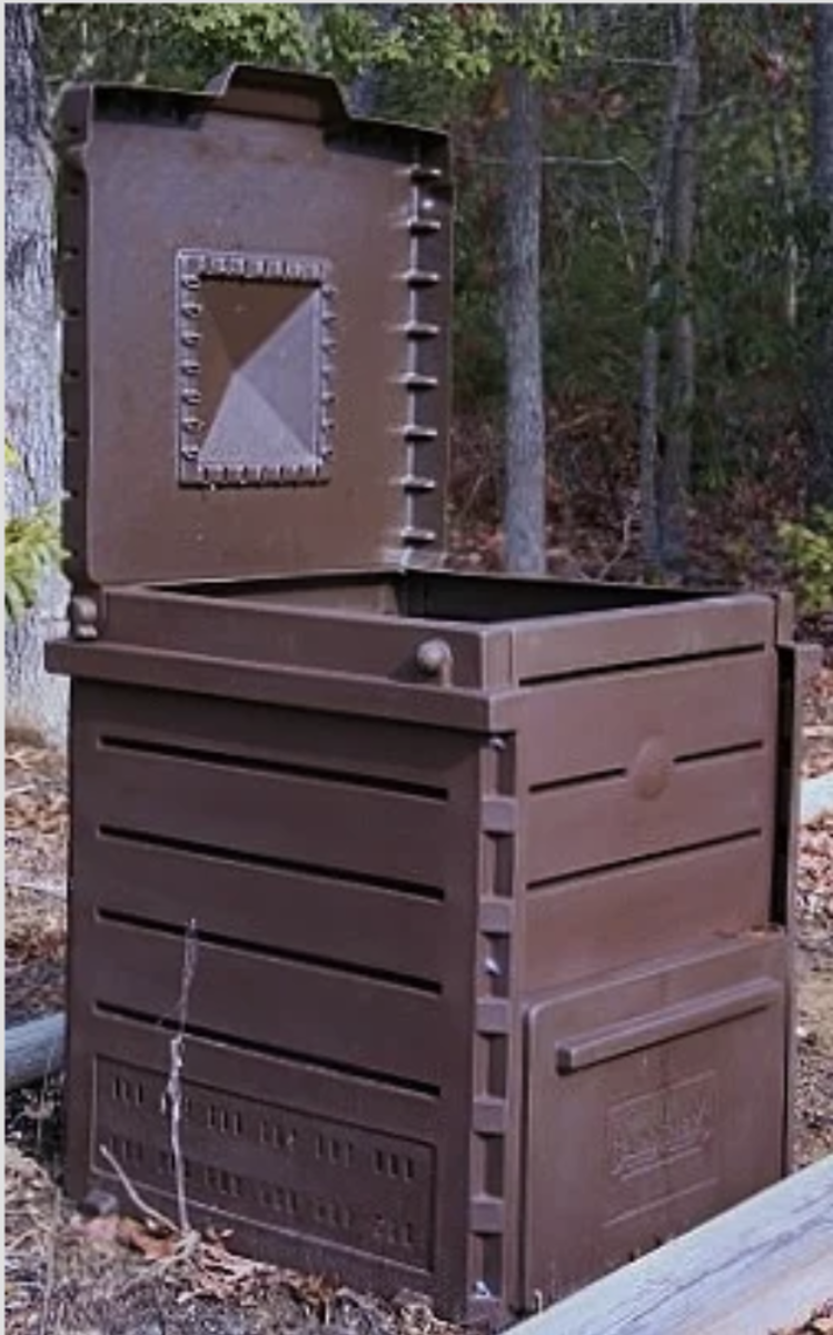Traditional composting bins are just one of many options available to home gardeners.