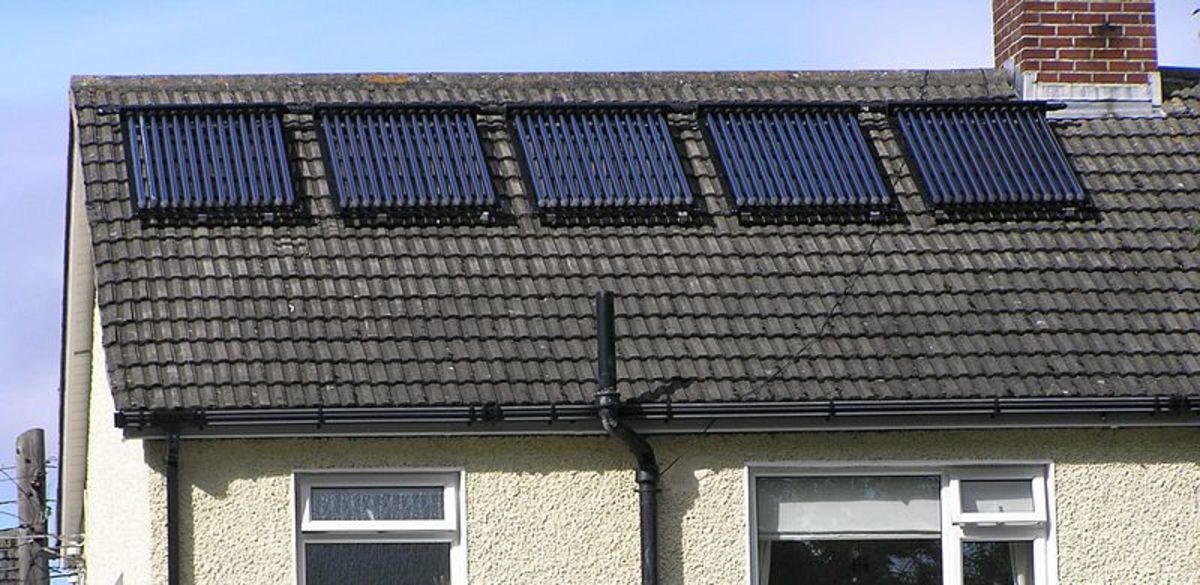 Solar water panels on a roof