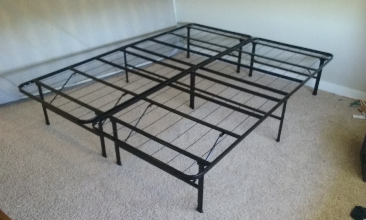 The bed frame fully assembled