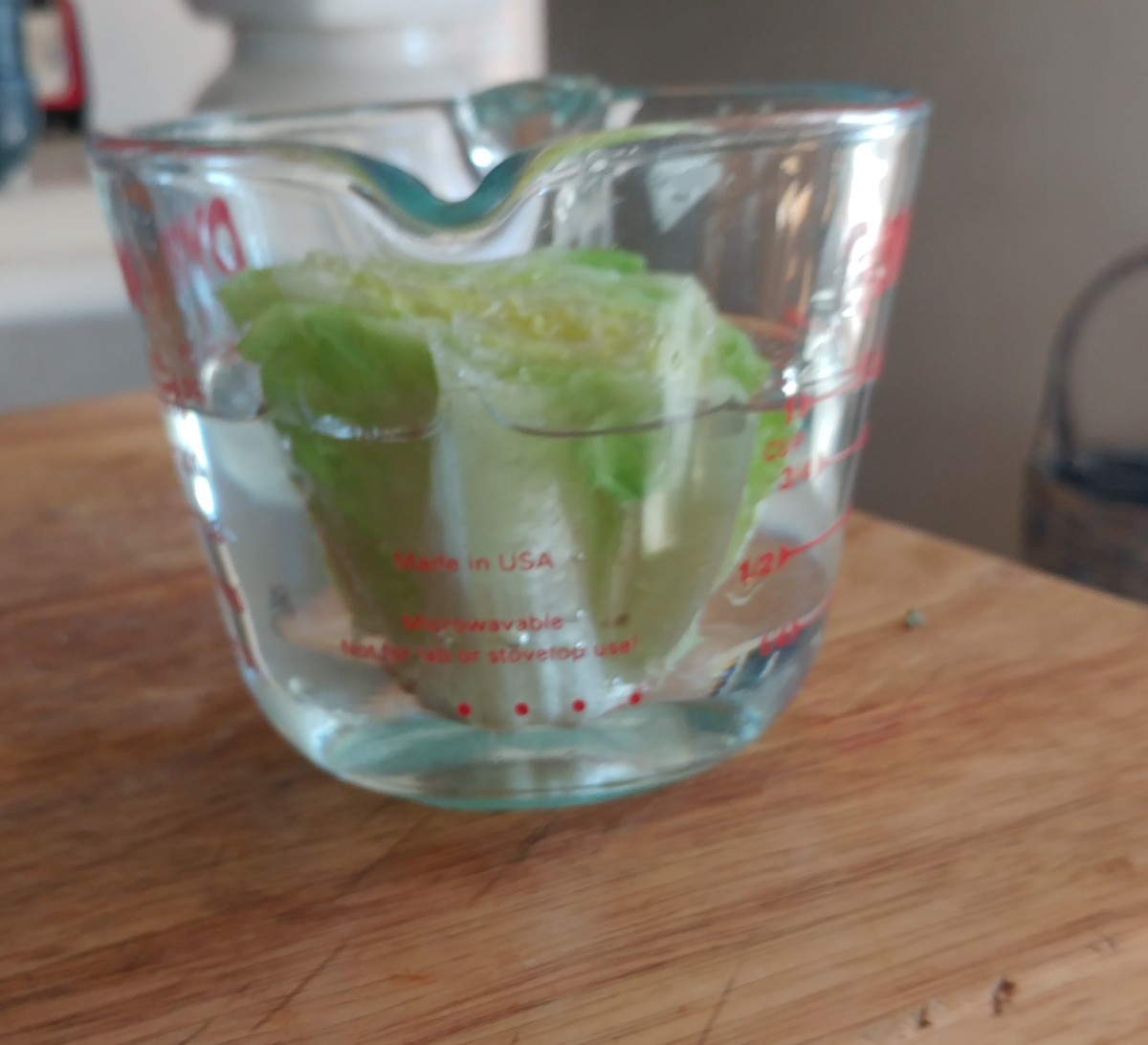 Soak the bottom of lettuce overnight to hydrate. Do not submerge, only the very bottom needs to soak.