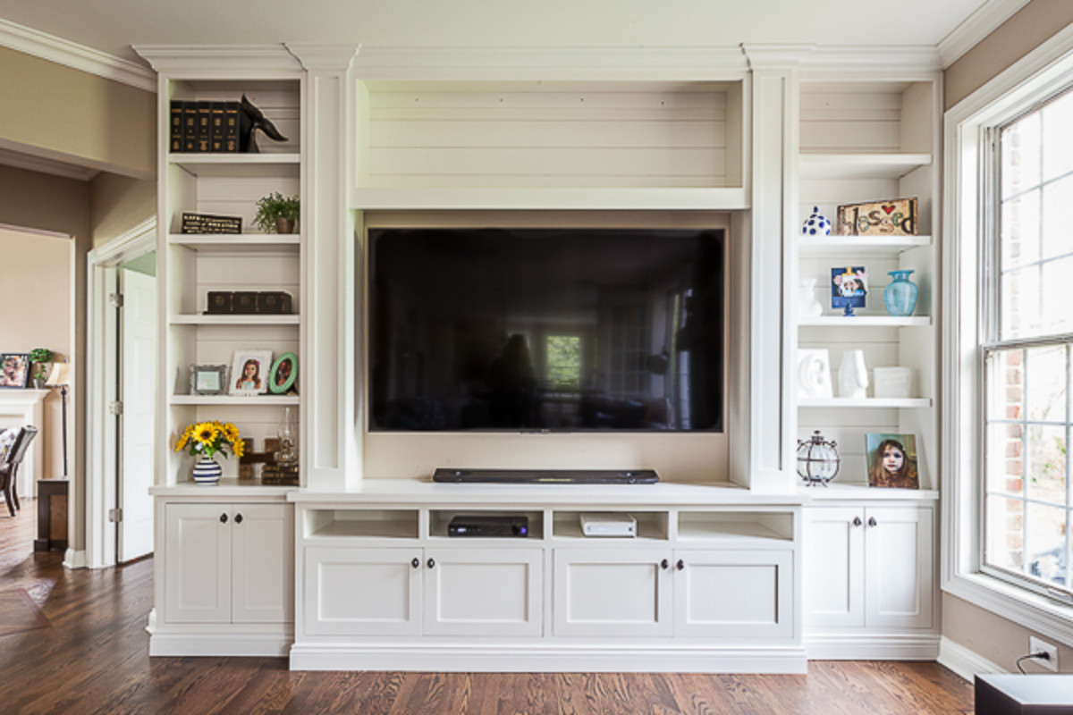 Components can create a stylish media center and a wall of storage.