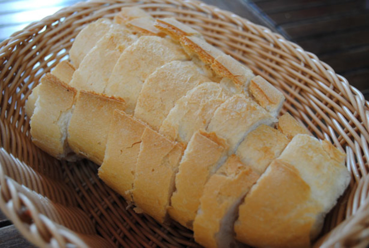 Yummy French bread in a basket.  What do you do if it goes stale?